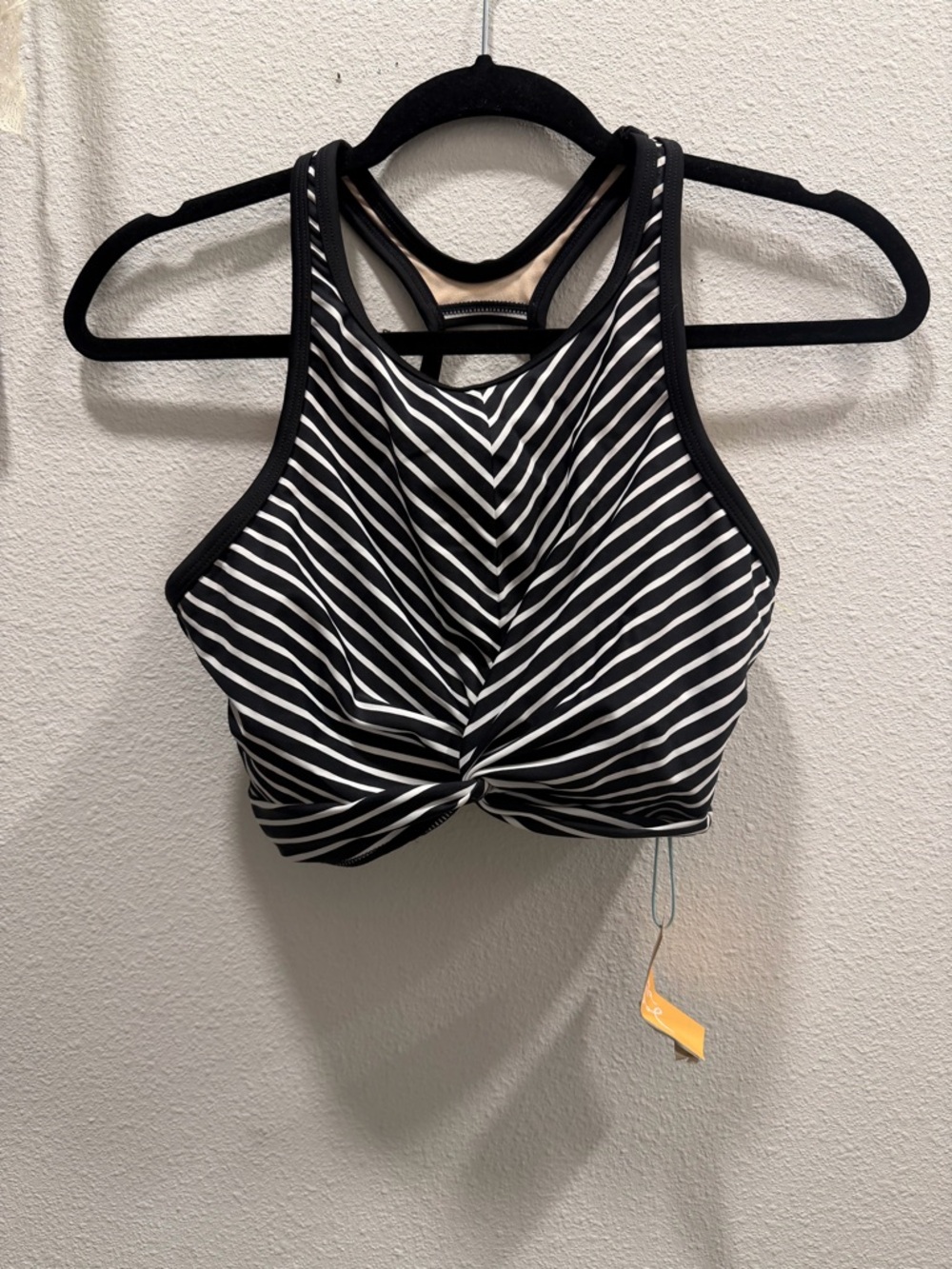 Kona Sol Black & White Striped Twist Front bikini